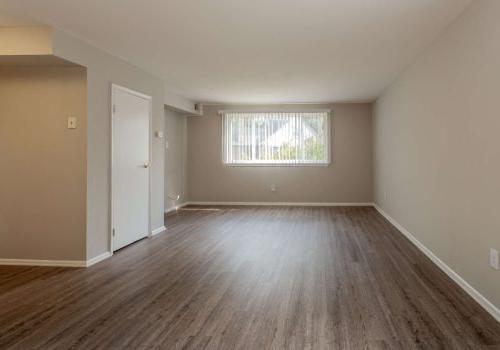 Living room with brown hardwood floors